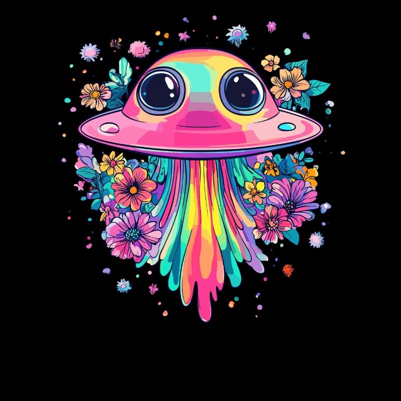 UFO mit Blumenregen
