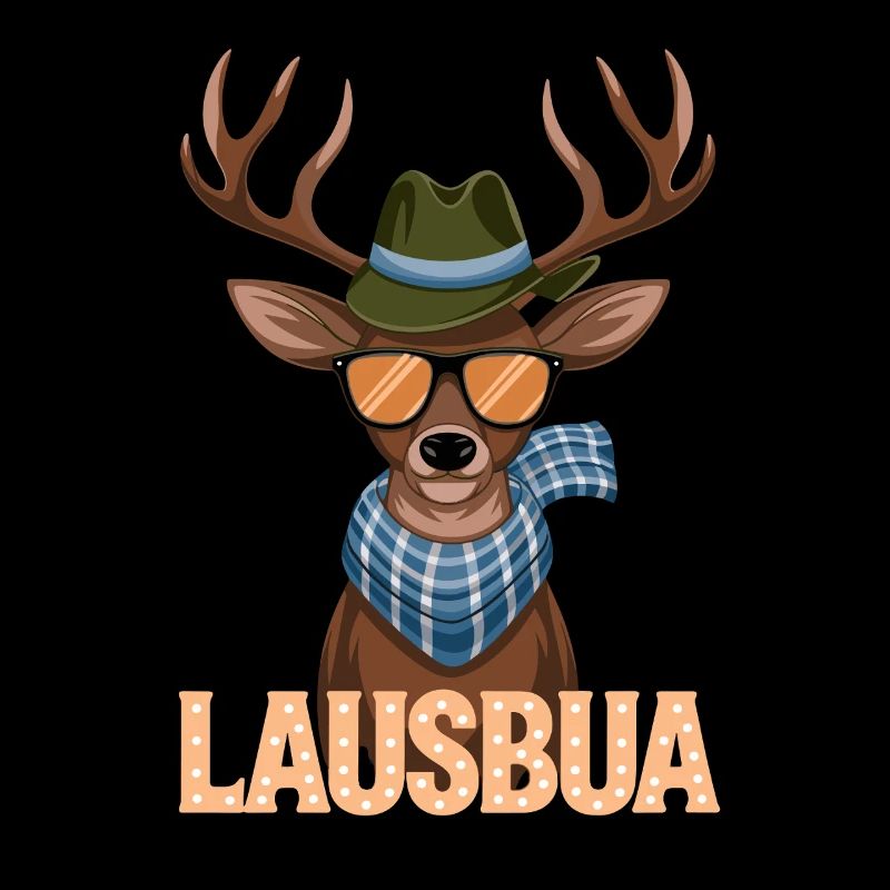 Cerf de Lausbua avec lunettes de soleil et chapeau