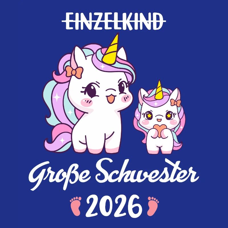 Einzelkind große Schwester 2026 Einhorn Mädchen