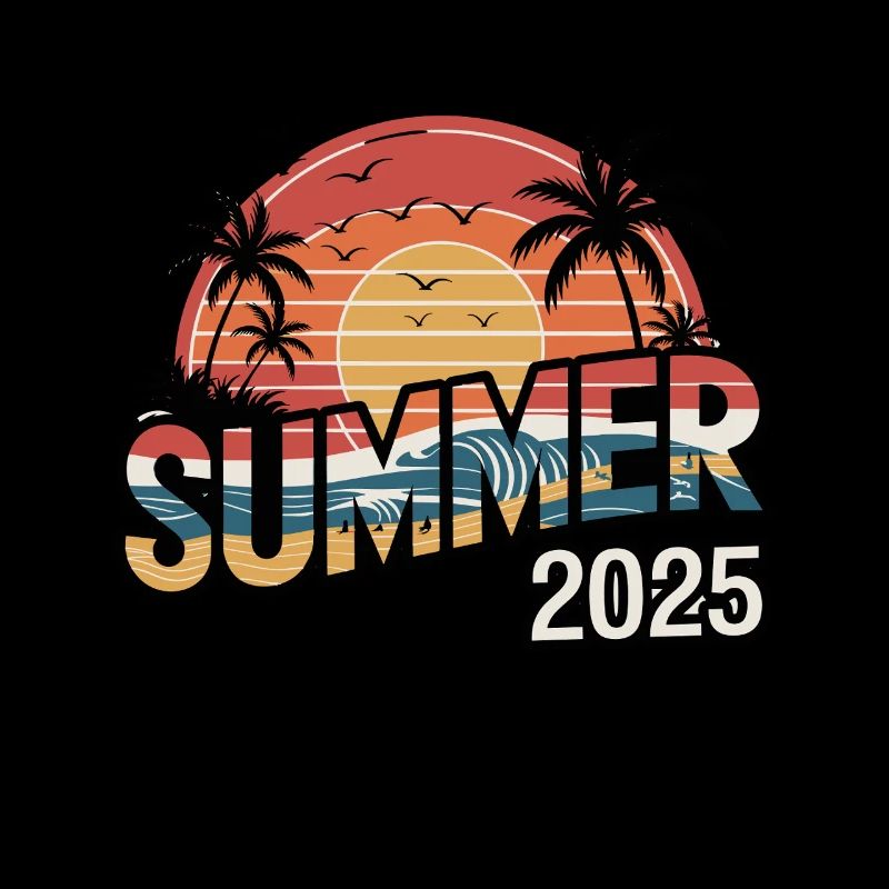 Summer 2025 Beach Sunset Retro Waves