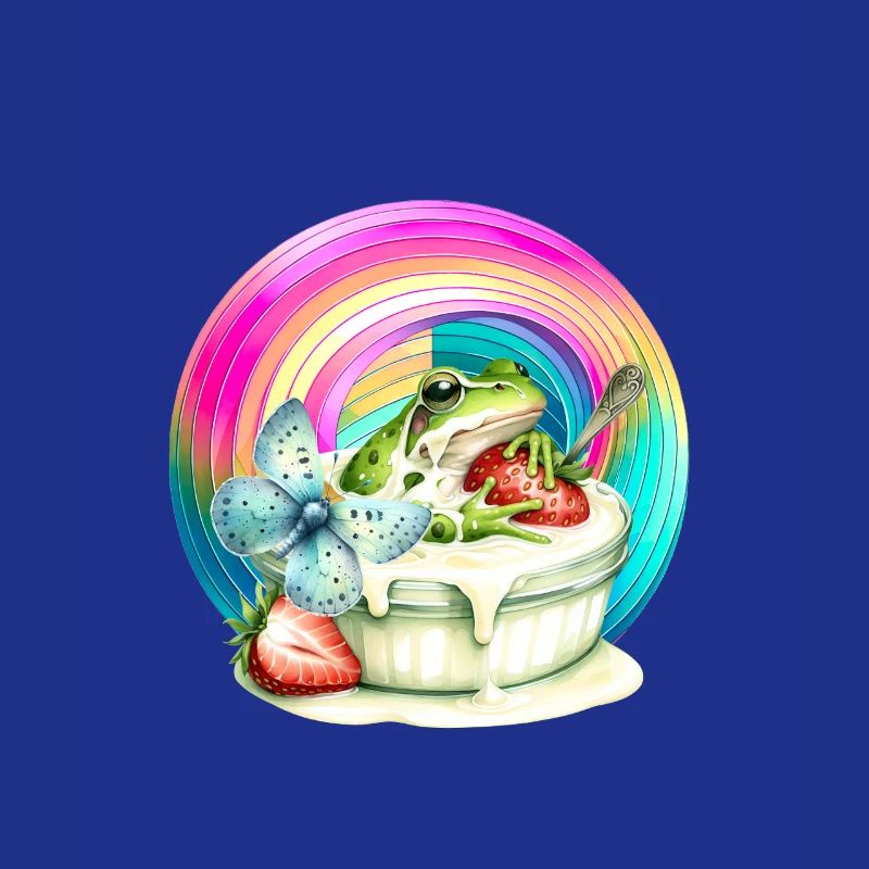 Regenbogen Frosch Eis Erdbeere Eiskrem Kind