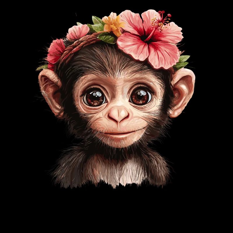 Süßer Affe mit Blumen