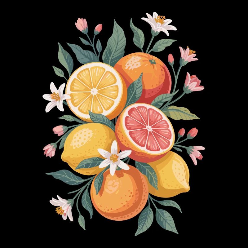 Style bohème avec des agrumes et des fleurs