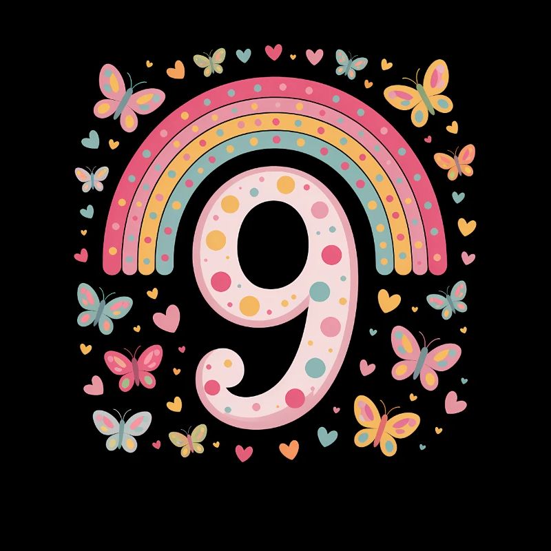 Regenbogen Schmetterling 9. Geburtstag Mädchen