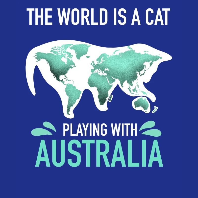 World Map Cat playing With Australia