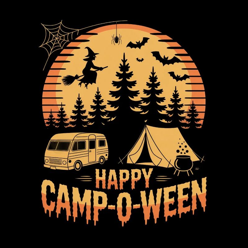 Happy Camp-o-Ween Camper Hiker Halloween Camping