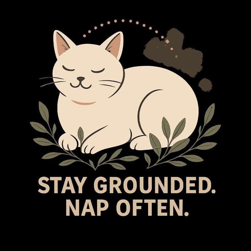 Gardez les pieds sur terre. Dormez souvent. Illustration de chat