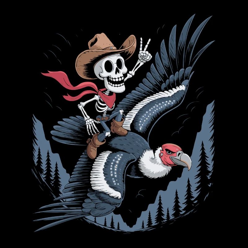 Skeleton rides vulture