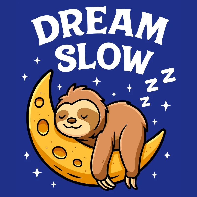 Cute sleeping sloth on moon