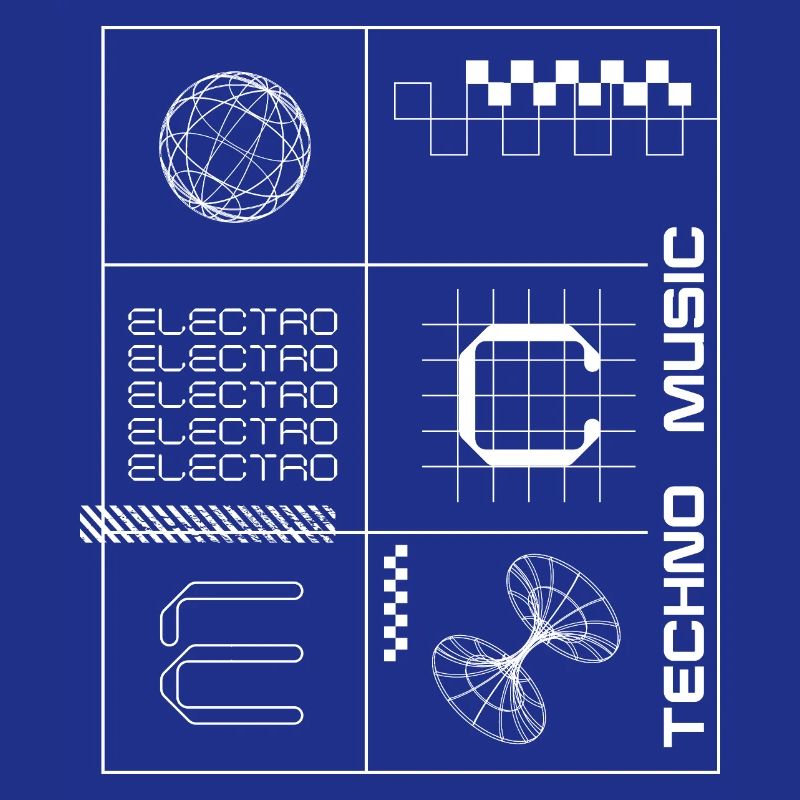 Geometric Elecotro Tech Grid Retro poster