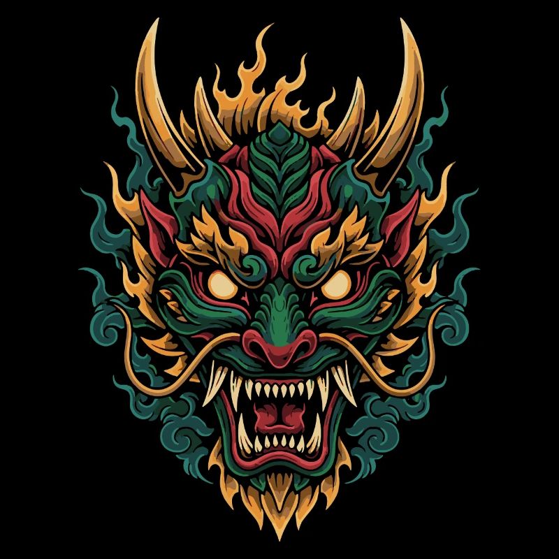 Fiery Dragon Mask | Mythical Flame Beast