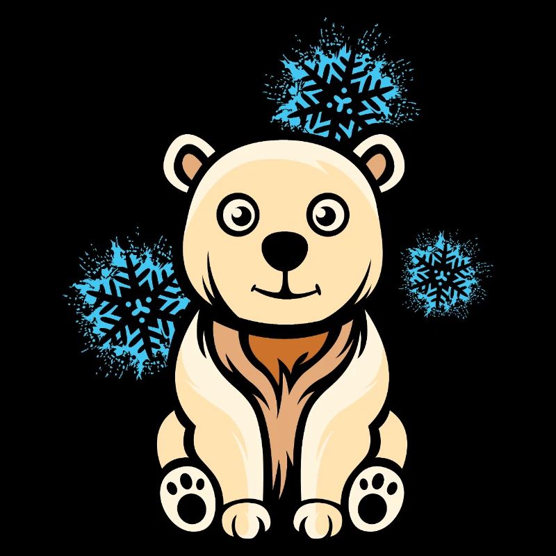 Cartoon Polar Bear with Snowflakes