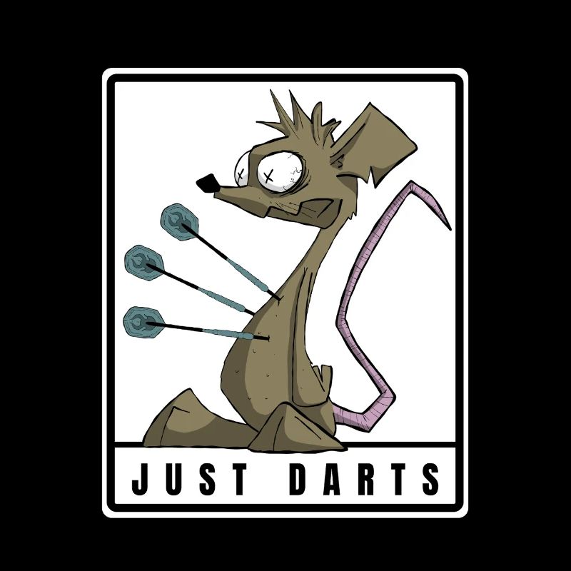 Funny darts comic motif. JUST DARTS