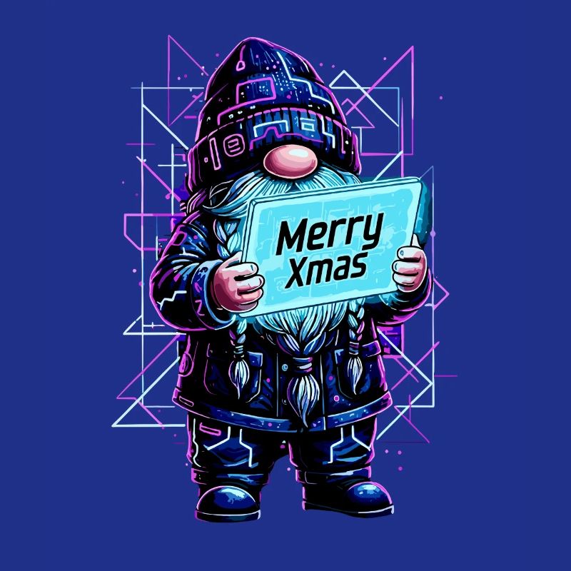 Merry Xmas - Synthwave Gnome 80s Cyberpunk