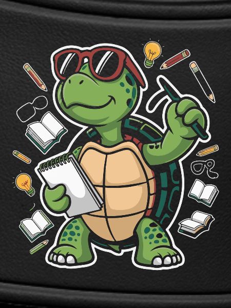 Learning turtle with glasses