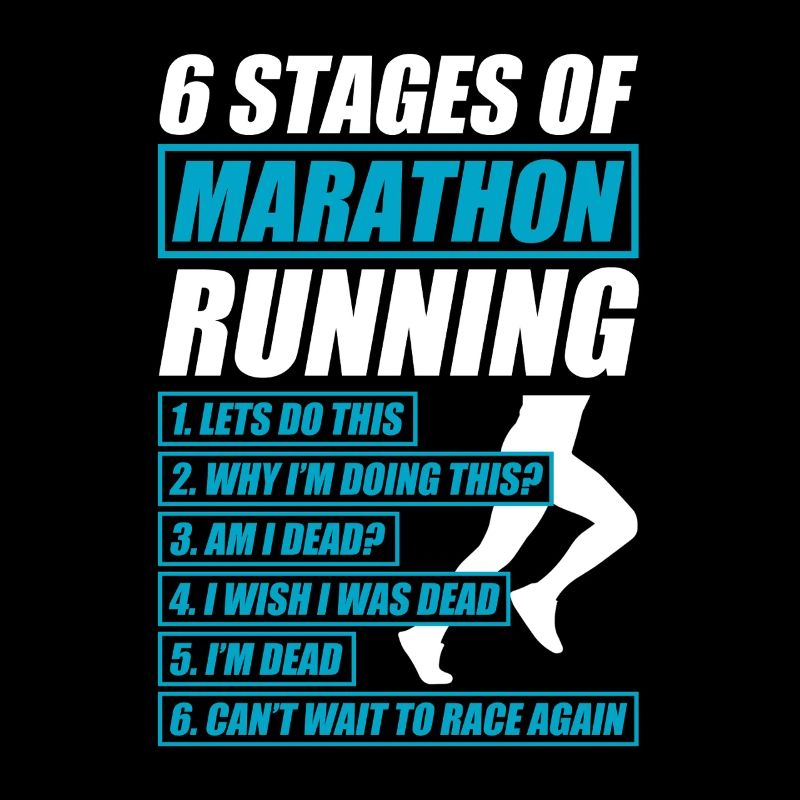 6 étapes du marathon : course drôle de course à pied coureuse