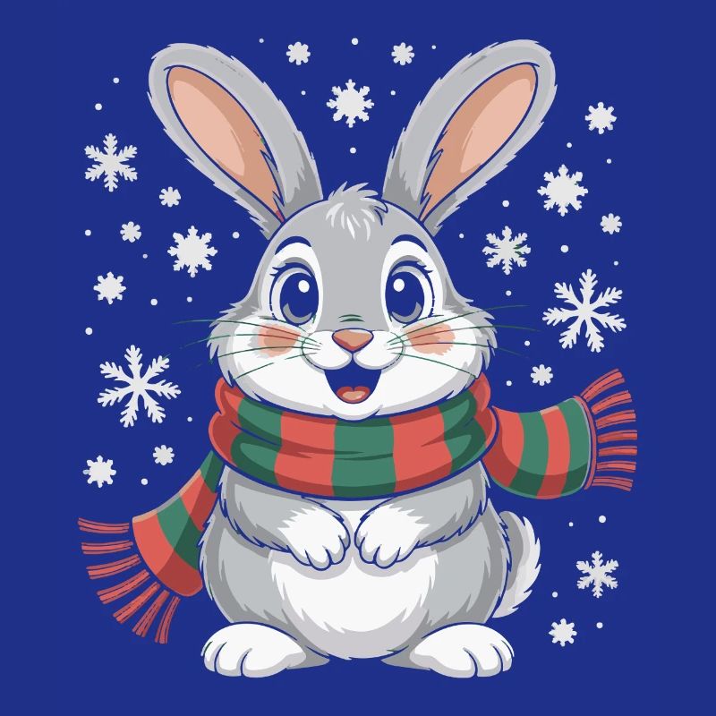 Lapin d’hiver avec écharpe