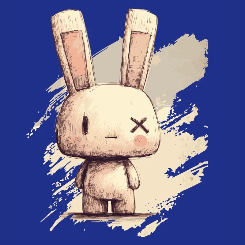 Cute rabbit with X-eyes