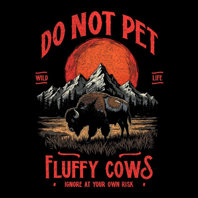 Vintage Buffalo Do Not Pet Fluffy Cows Funny Bison