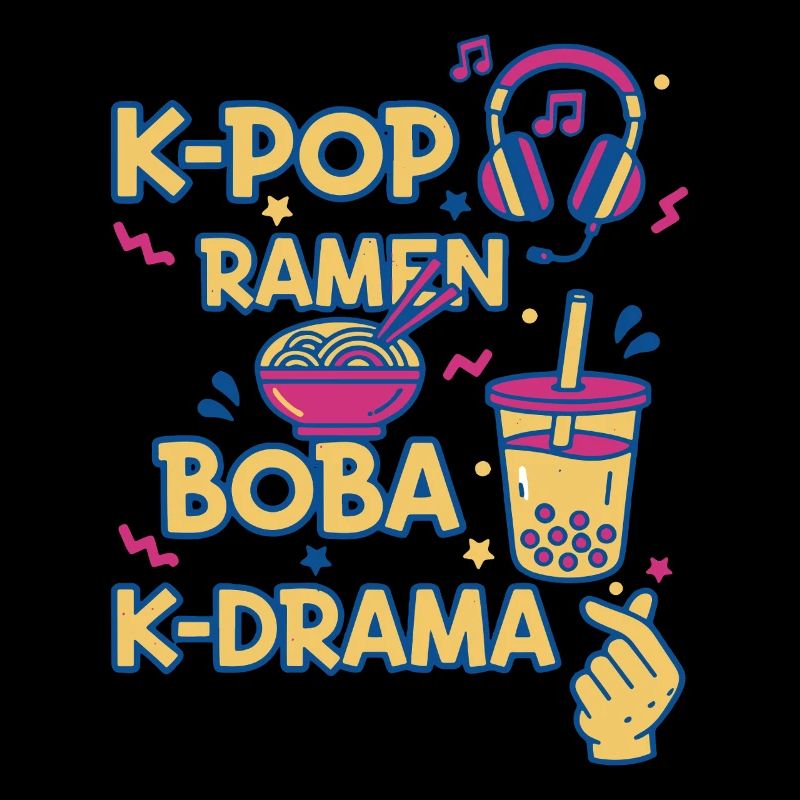 K-Pop Ramen Boba K Drame Musique coréenne Fans de Kpop