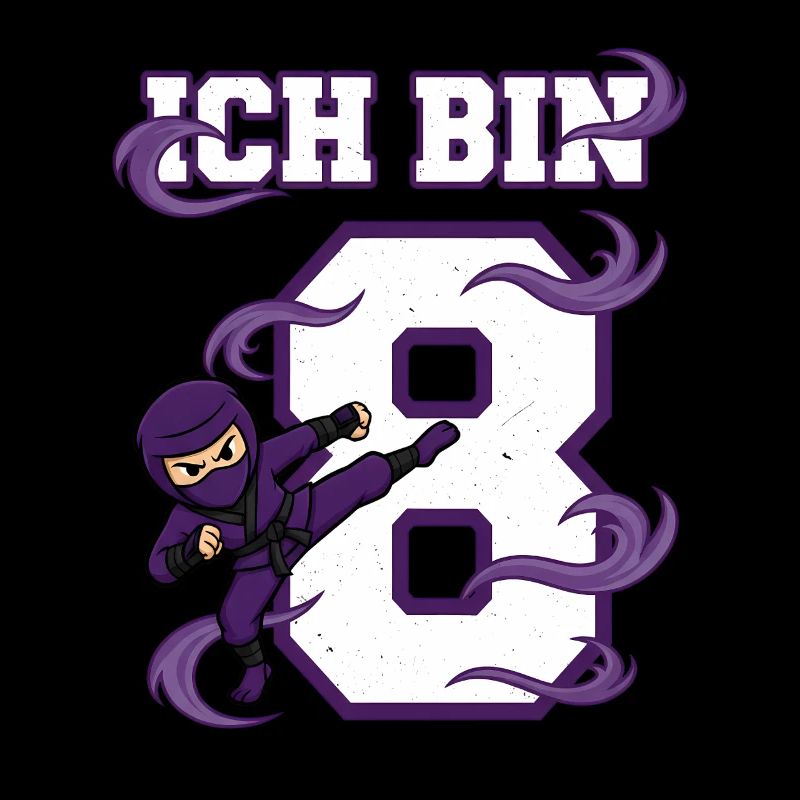 Ich bin 8 Ninja 8. Geburtstag Lila Karate