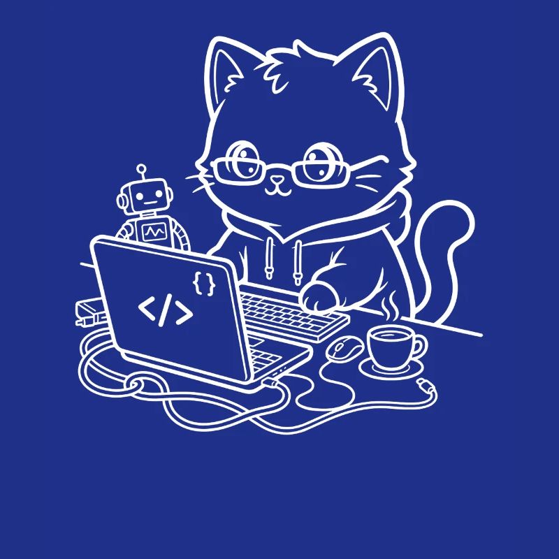 Coder Kawaii Katze Programmierer