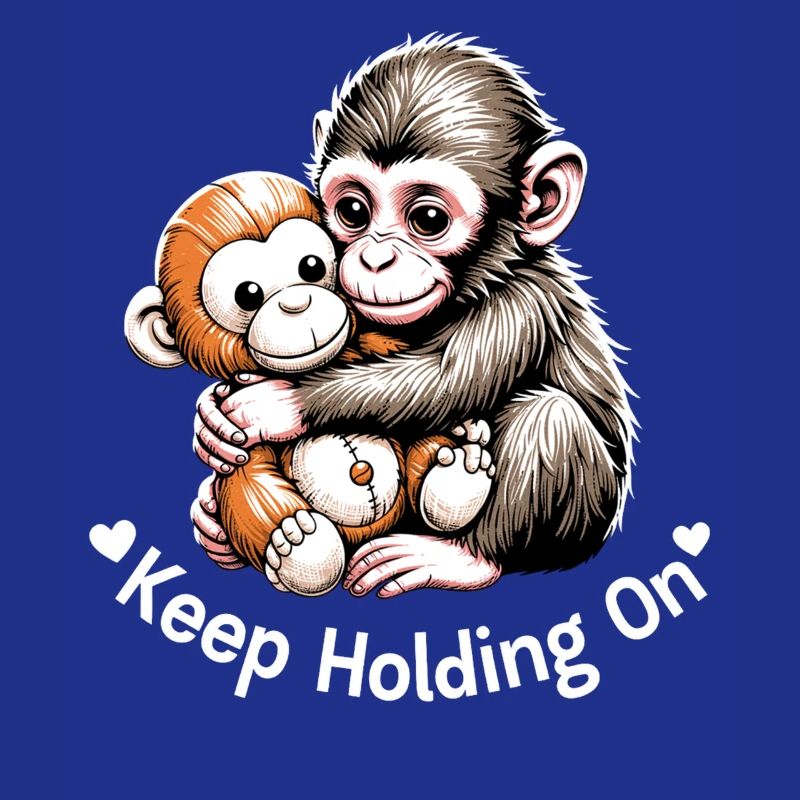 Keep Holding On Monkey Hug Illustration