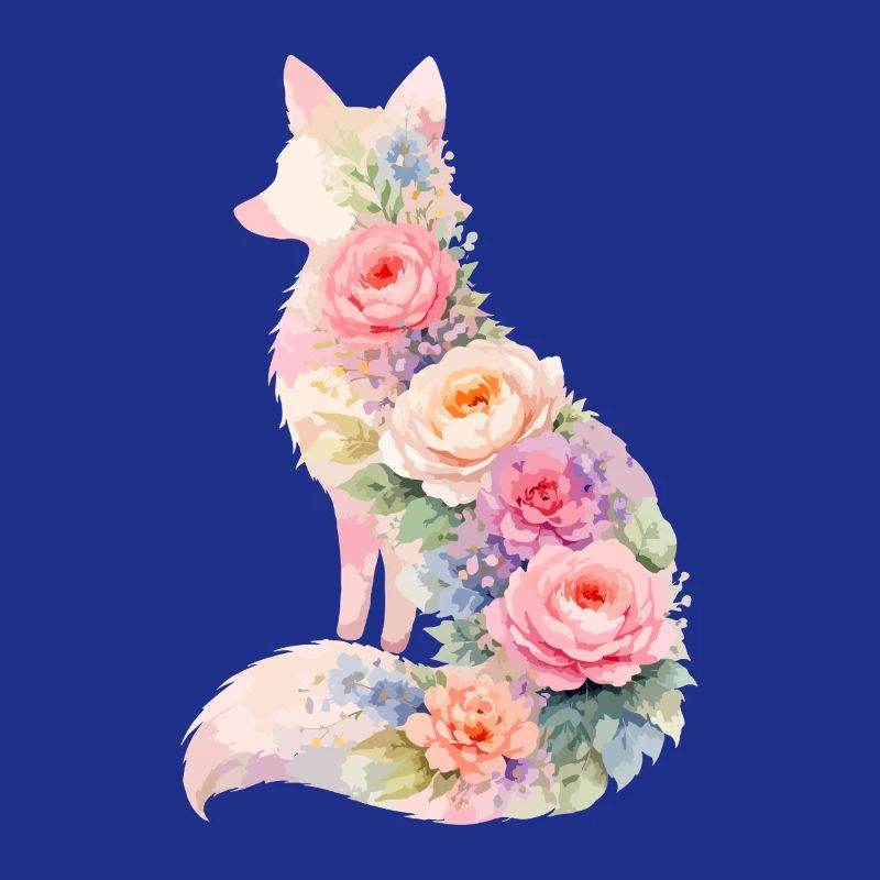 Silhouette florale pastel Fox