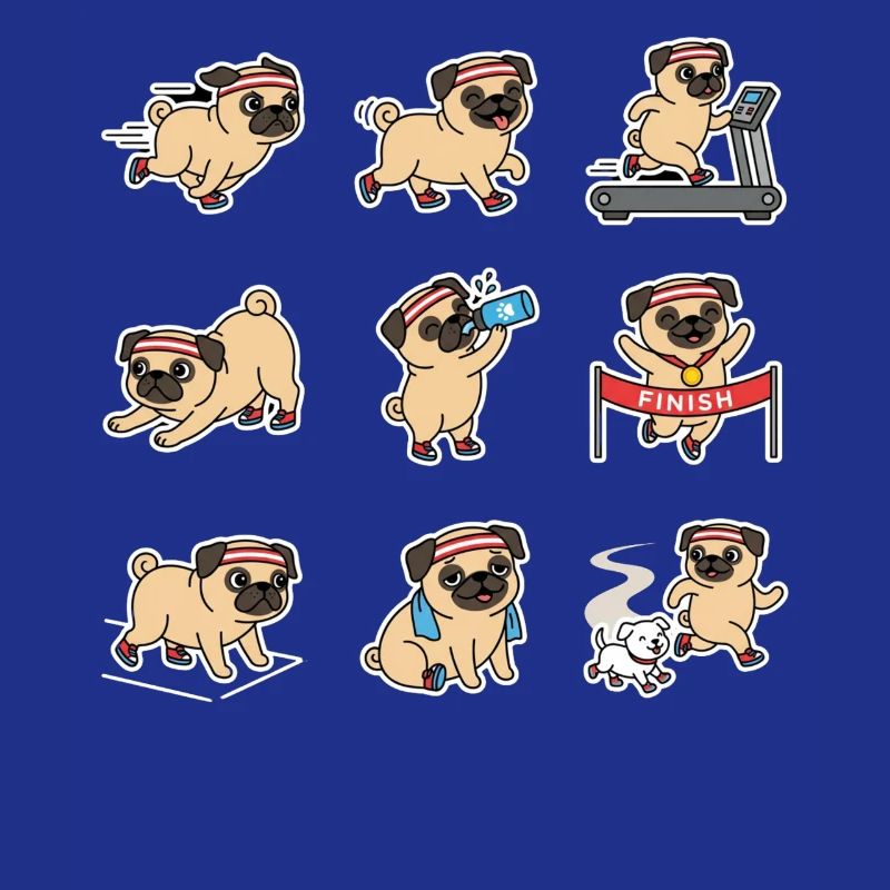 Funny Pug Jogging Marathon Runner