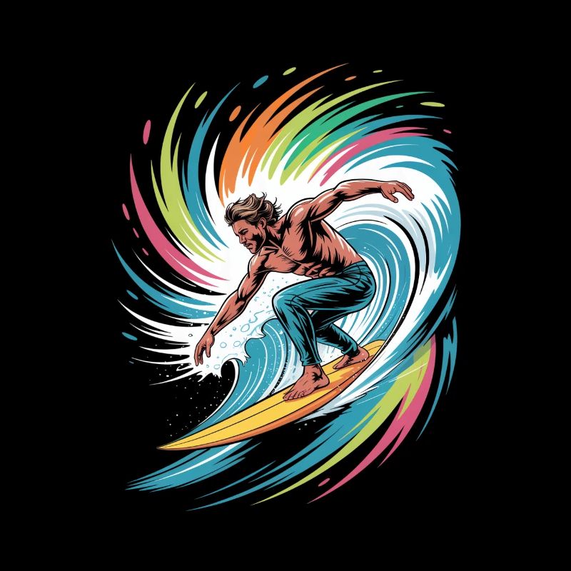 Bunter Surfer Wasserfarben Spritzer Graffiti