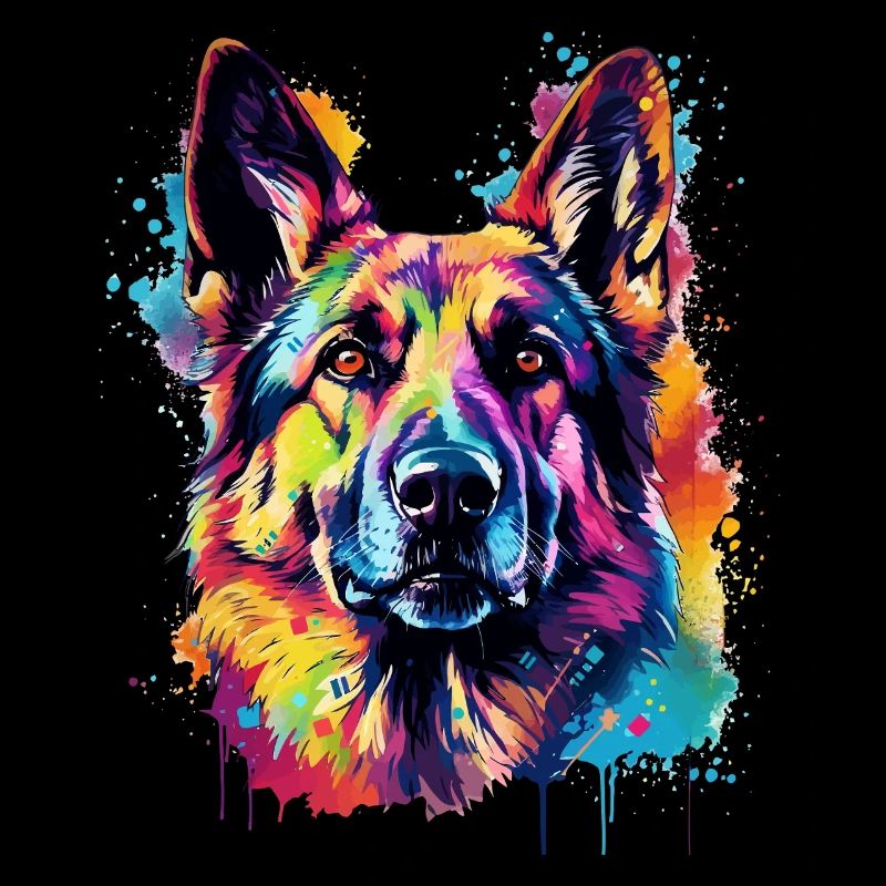 Bunte Deutscher Schäferhund-Splash-Art