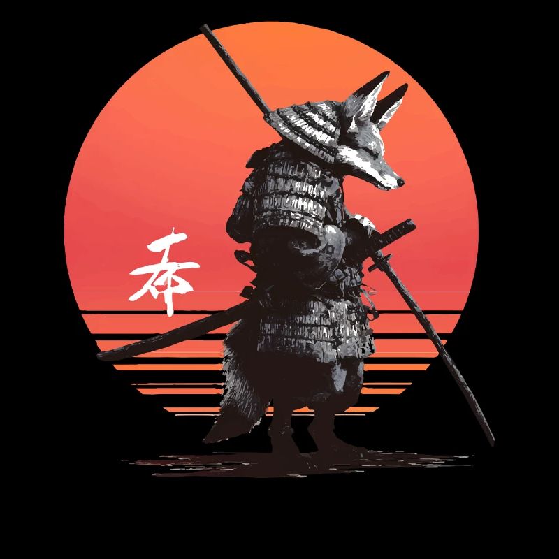 Samurai Fox Warrior at Sunset