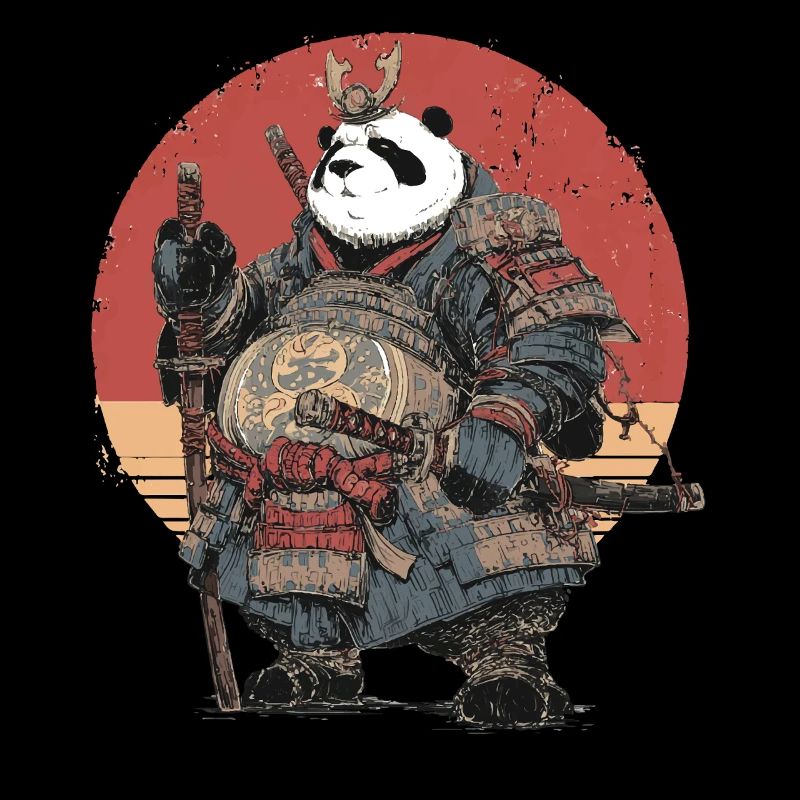 Panda-Samurai in robuster Rüstung