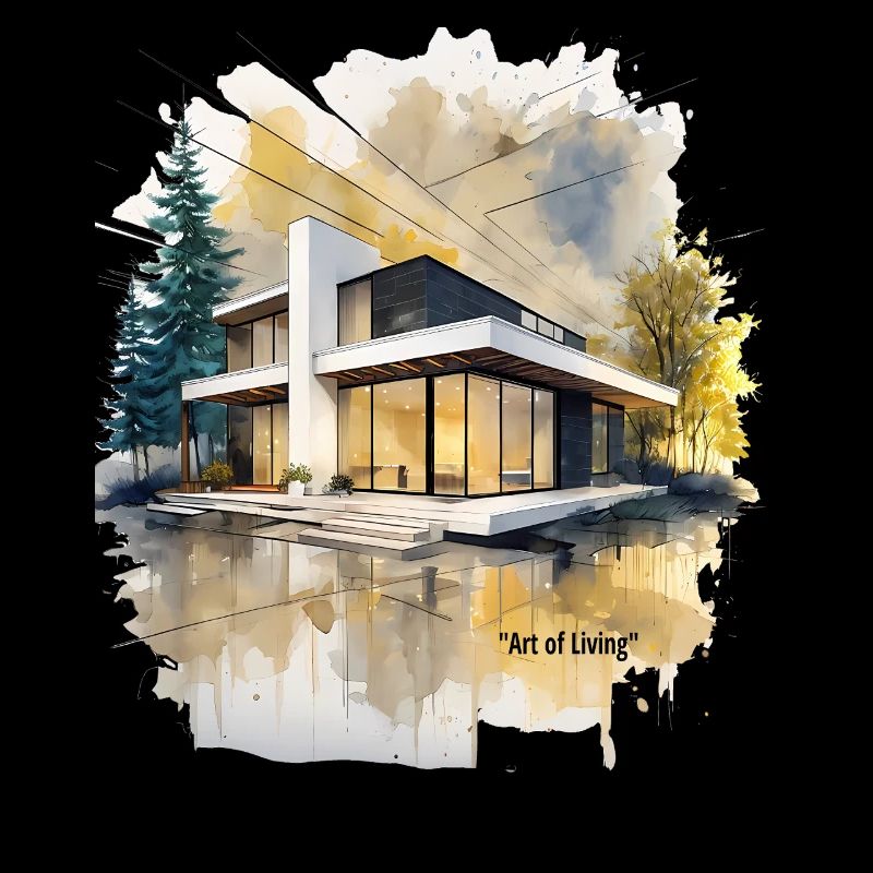 Watercolor Modern Villa