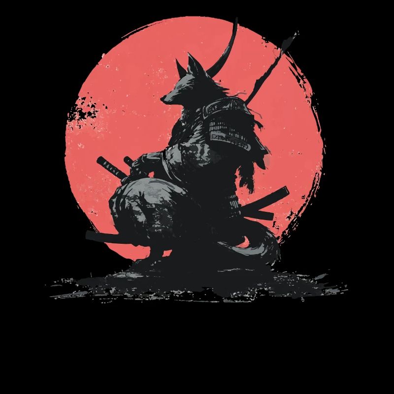 Wolf-Samurai auf Red Sun