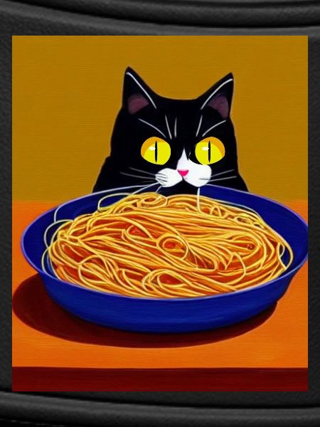 Katzenblick auf Spaghetti