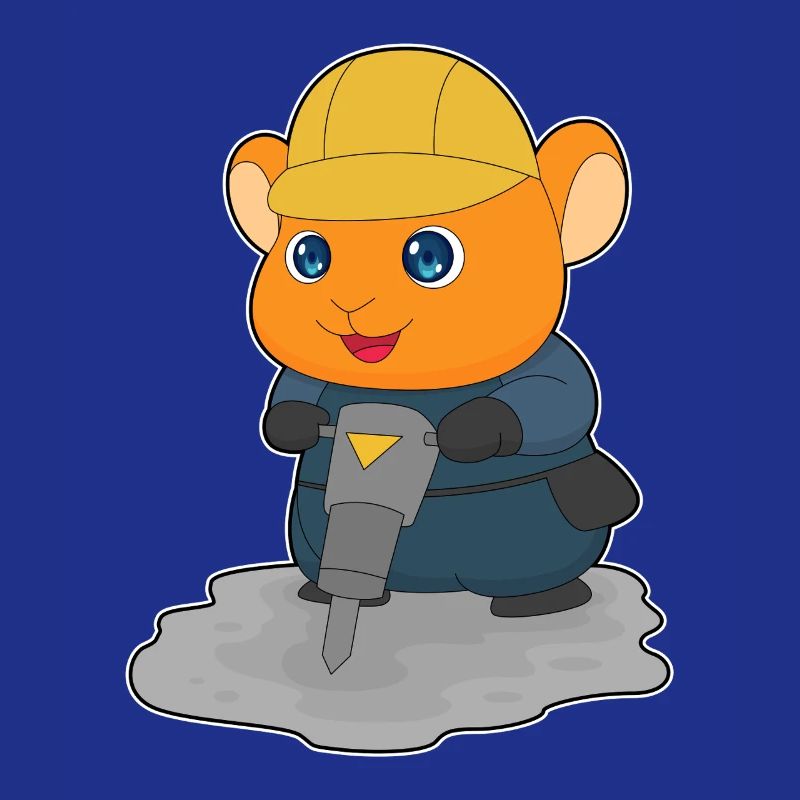 Hamster Construction Worker Jackhammer Construction Site