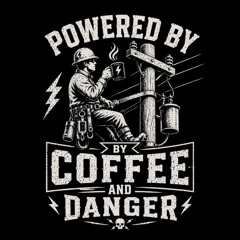 Stromleitungsmonteur Durch Kaffee Und Gefahr