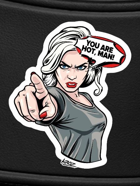 Comic Fierce Femme Pointing
