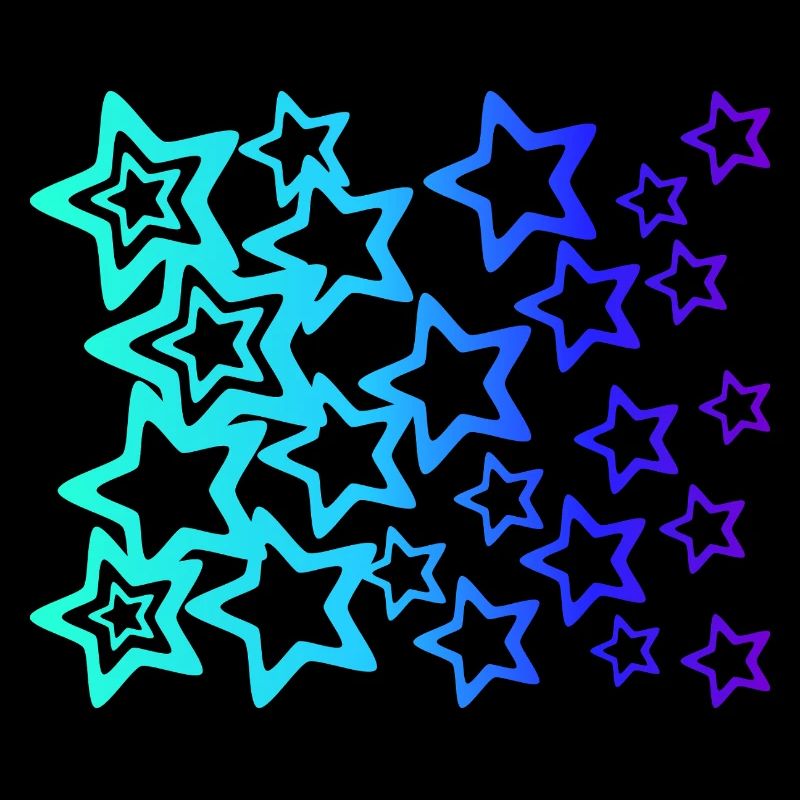 Many blue stars, star pattern