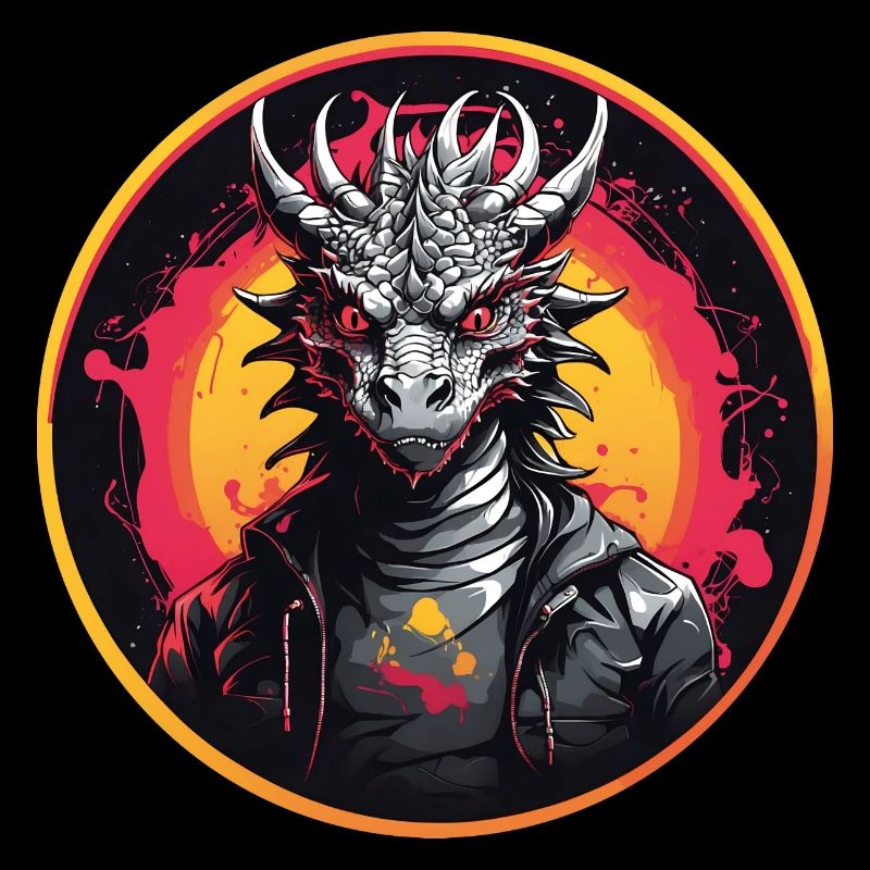Dragon motif dragon with horns