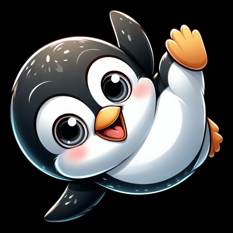 Pinguin Handstand Breakdance Cartoon