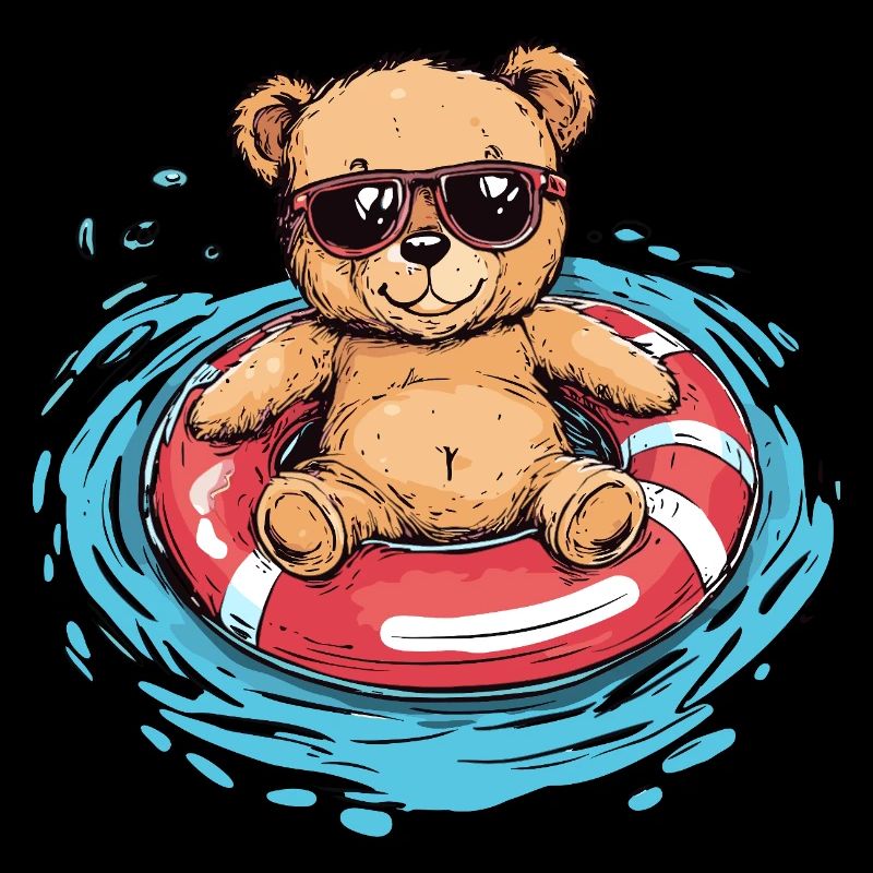Ours avec des lunettes de soleil dans l’eau