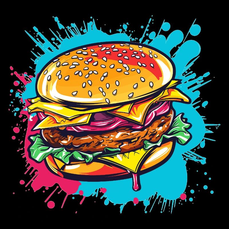 Cheeseburger coloré Pop Art