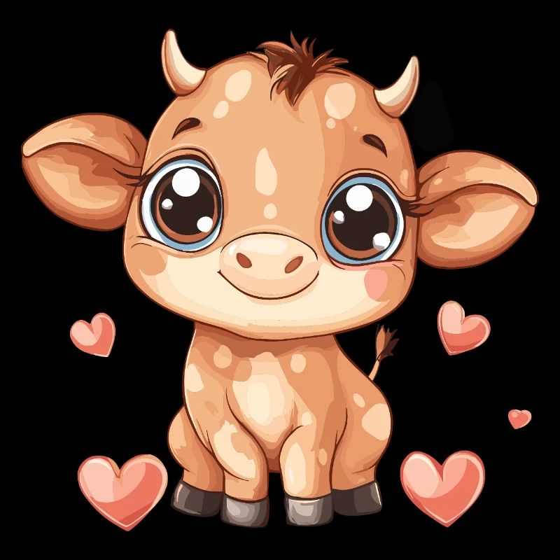 Süßes Kalb mit Herzen