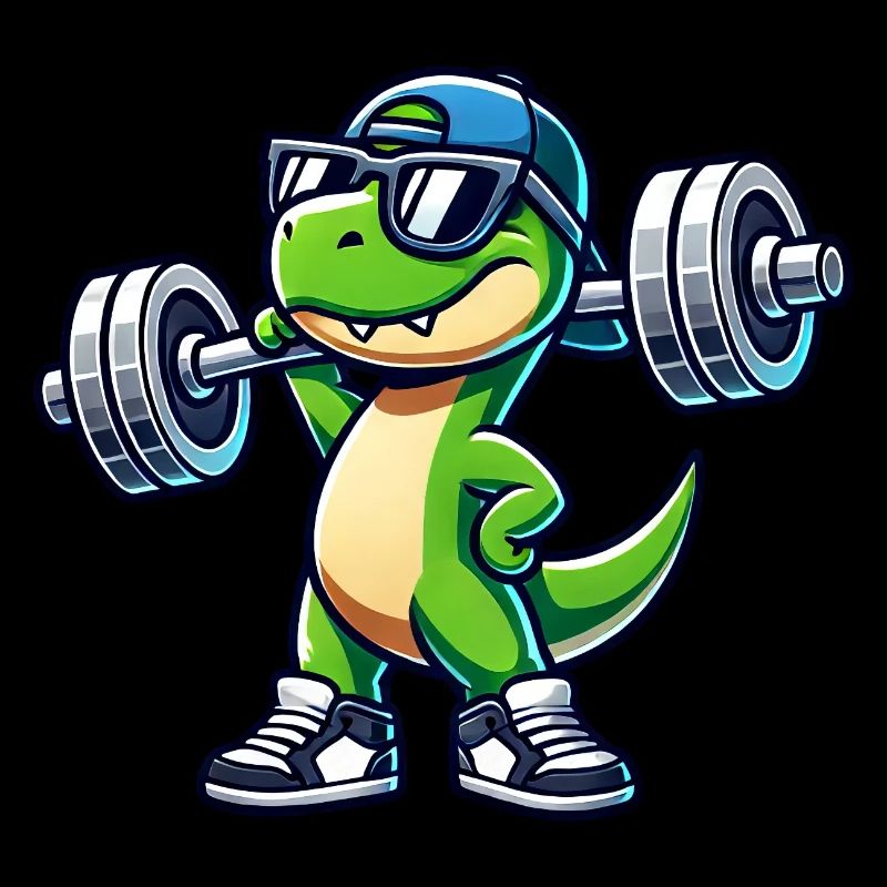 Dessin animé mignon Trex dinosaure Barbell Workout