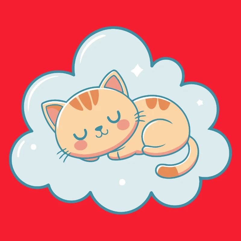 Dreamy kitten on pastel sky blue cloud