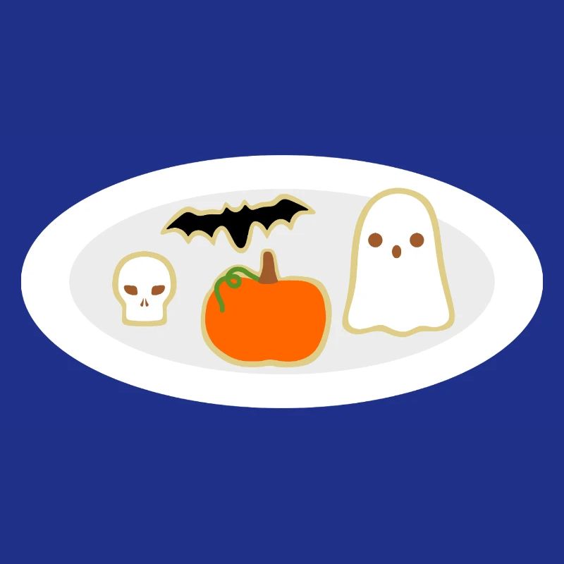 Halloween Cookie Plate With Pumpkin Ghost Skull 