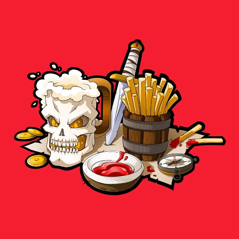 Chope de bière Skull et chips de pirate
