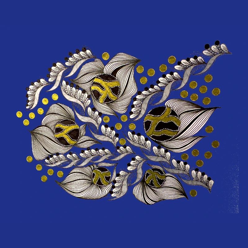 Leaf Lines Pattern with Gold Dots